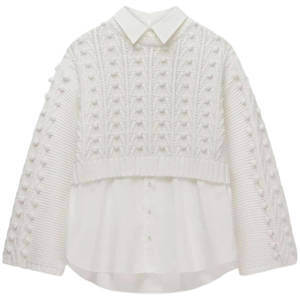 Mint Velvet Cream Layered Shirt Knitted Jumper